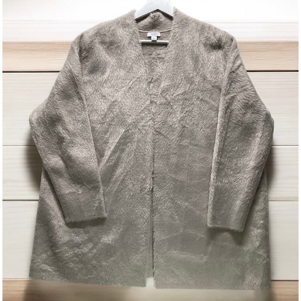 Pure Jill‎ fuzzy faux fur cardigan women’s 1X light gray